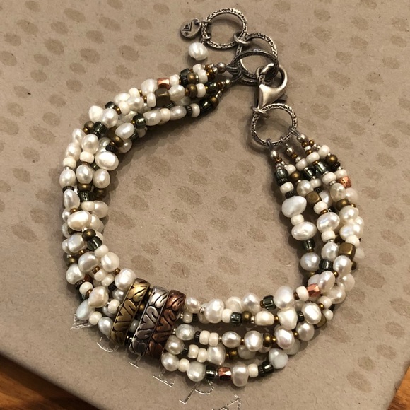 Silpada Sterling Silver Copper Brass Freshwater Pearl 5-Strand Bracelet B2188 - Picture 5 of 15